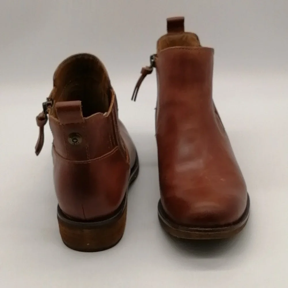 Sofft Shoes‎ Womens Ankle Boot Brown Leather Side Zip Elastic Gussets 6